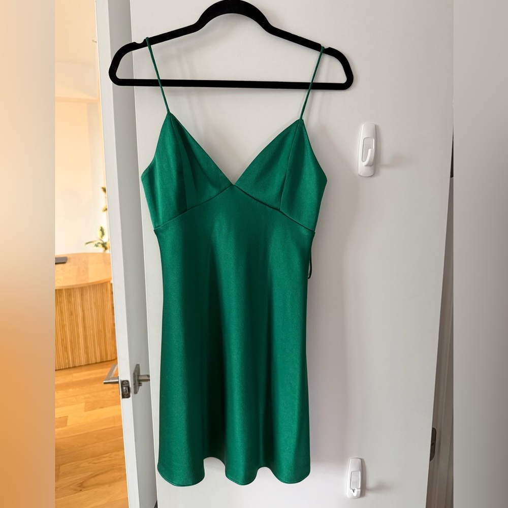 Alice + Olivia Mini V Neck Silk Dress